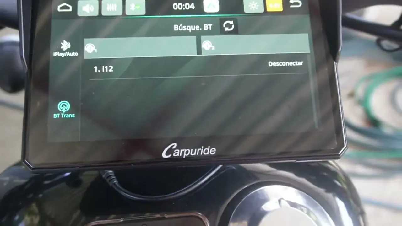 El menú de conexión Bluetooth